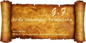 Grünsberger Franciska névjegykártya